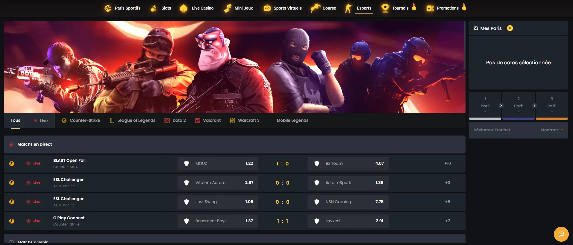 Section paris esports de Donbet