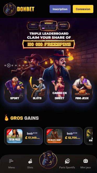 Site mobile Donbet sur smartphone